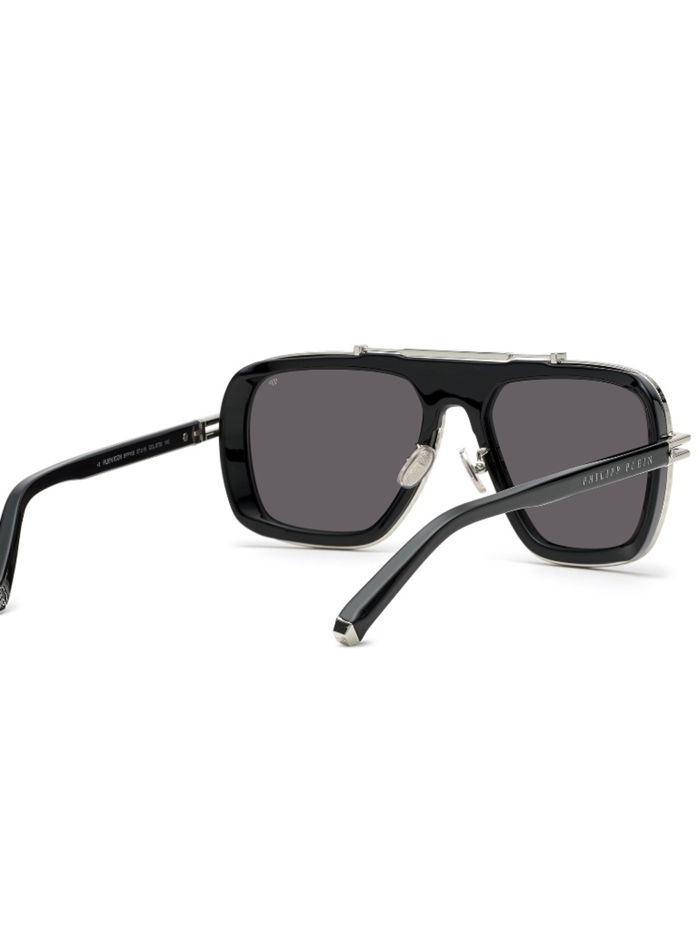 NIB | Philipp Plein | Icon Oversized Pilot Sunglasses - SPP109 Black/Silver - Picture 3 of 8